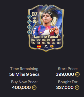 Yamal 97 Snipe Price Stats Proof (Bought for 337,000)